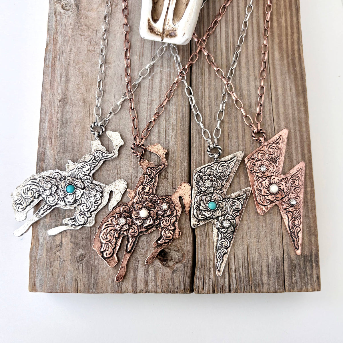 Western Style Rodeo, Lightning Turquoise Pendant Necklace