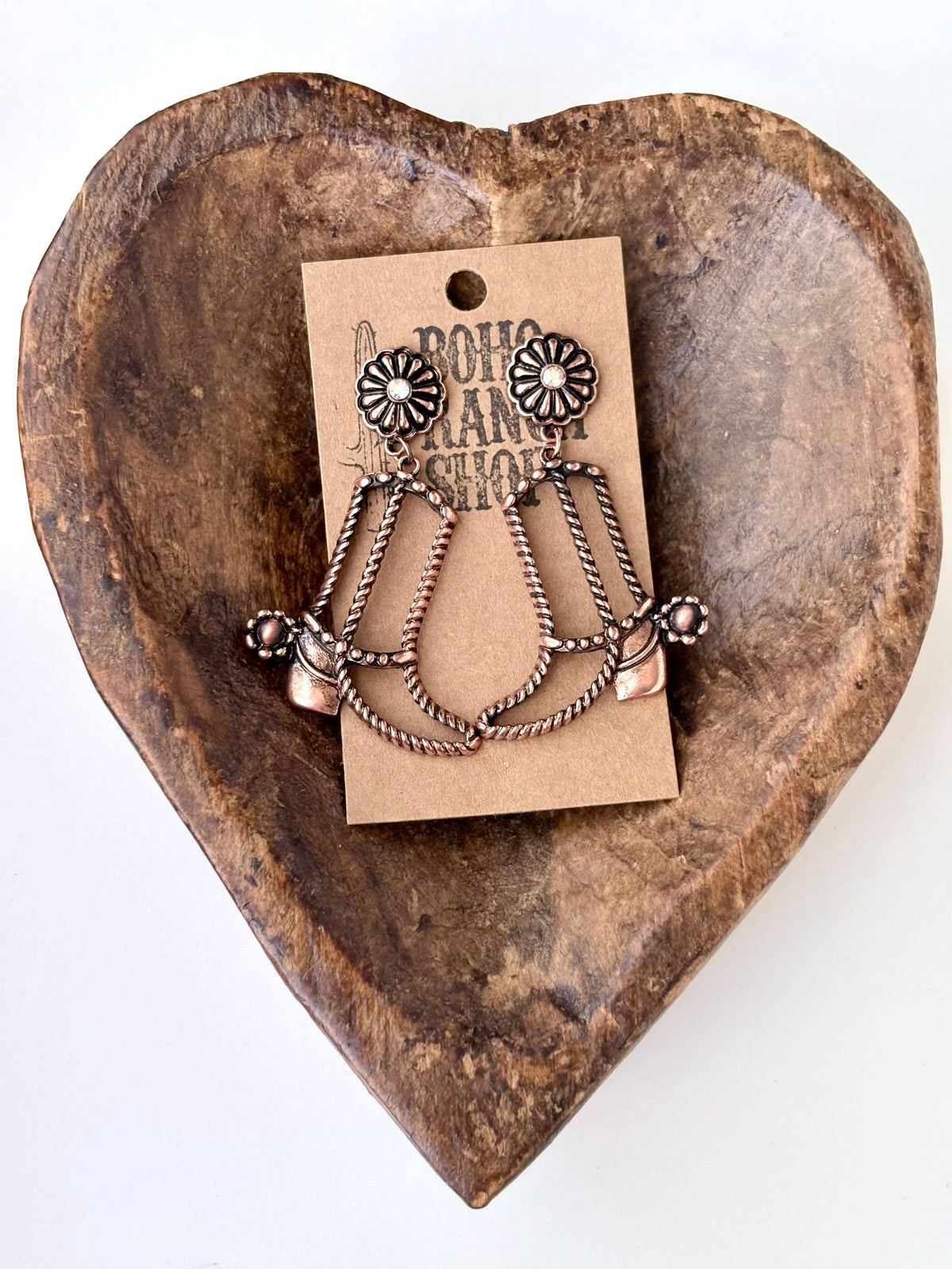 Cutout Western Boots Rhinestone Post Drop Earrings