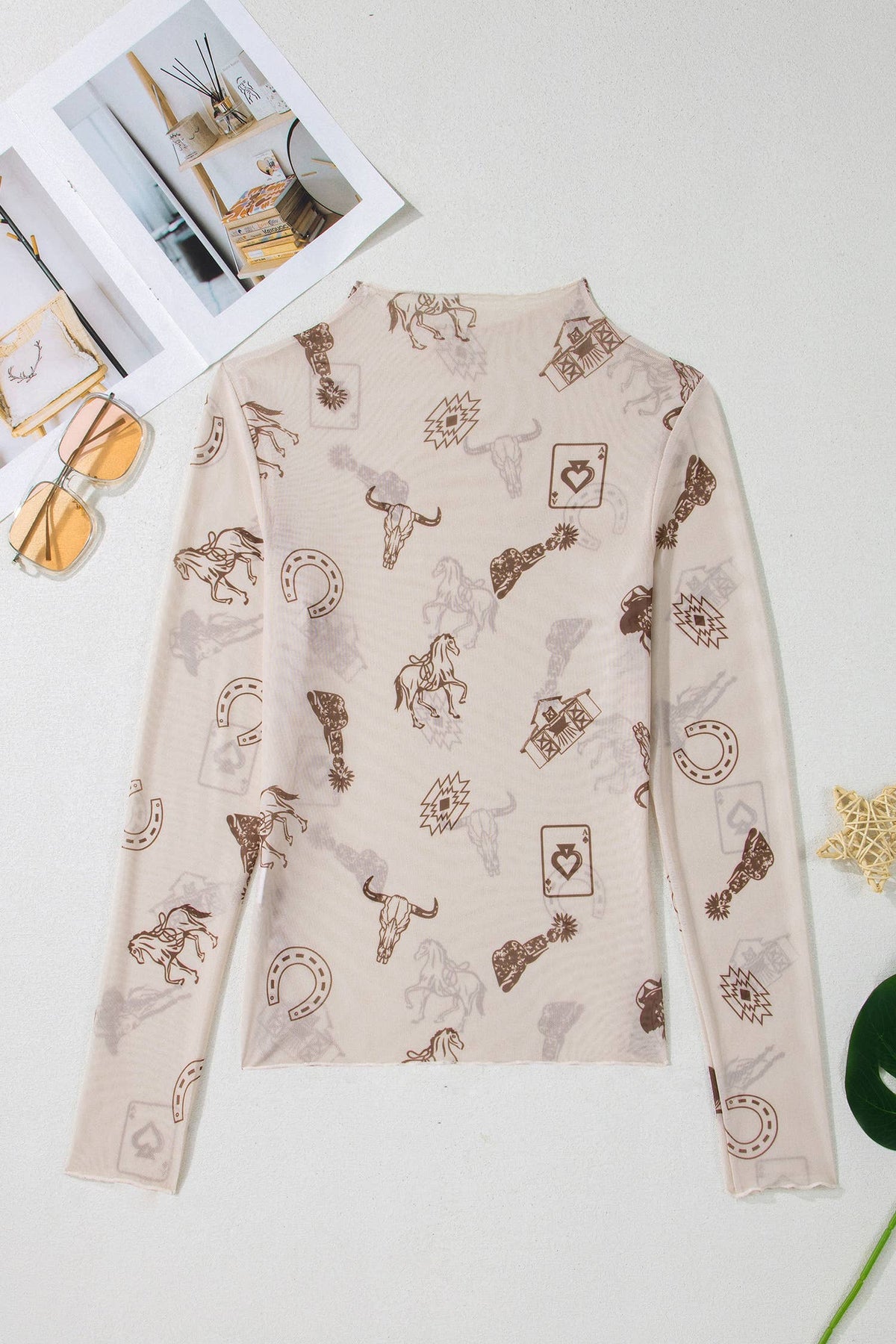 F/W 2026 Western Mesh Long Sleeve Mock Neck Top