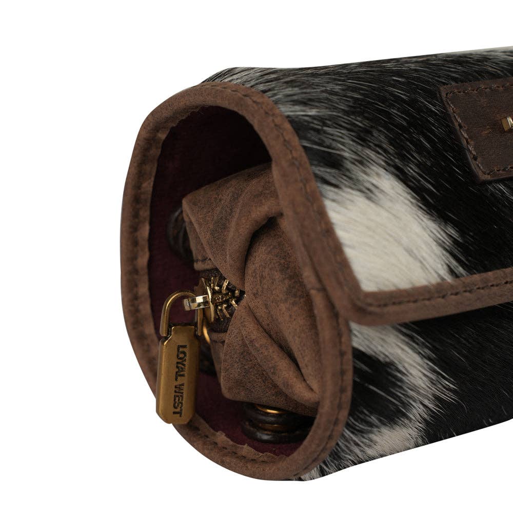 Canyon Jewelery Case - Black & White Cowhide