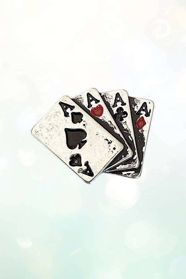 FOUR OF ACES PLAYING CARDS STUD EARRING