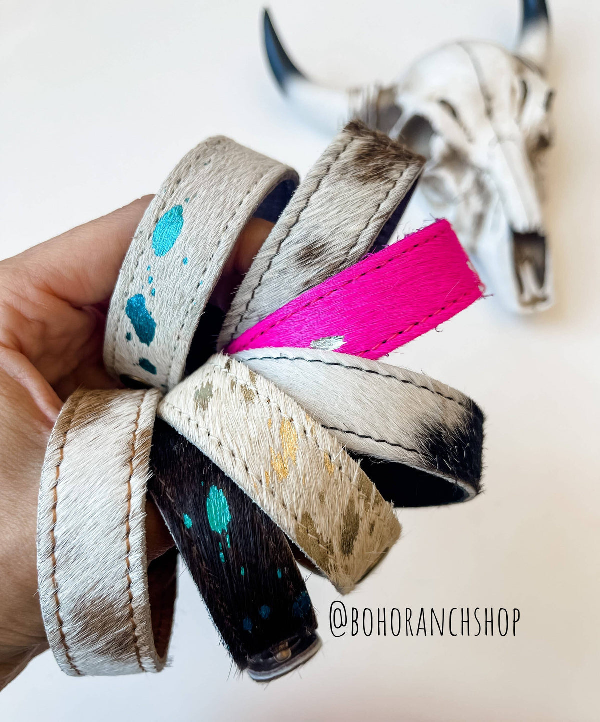 Western Hair on Cowhide Cuff Bracelet