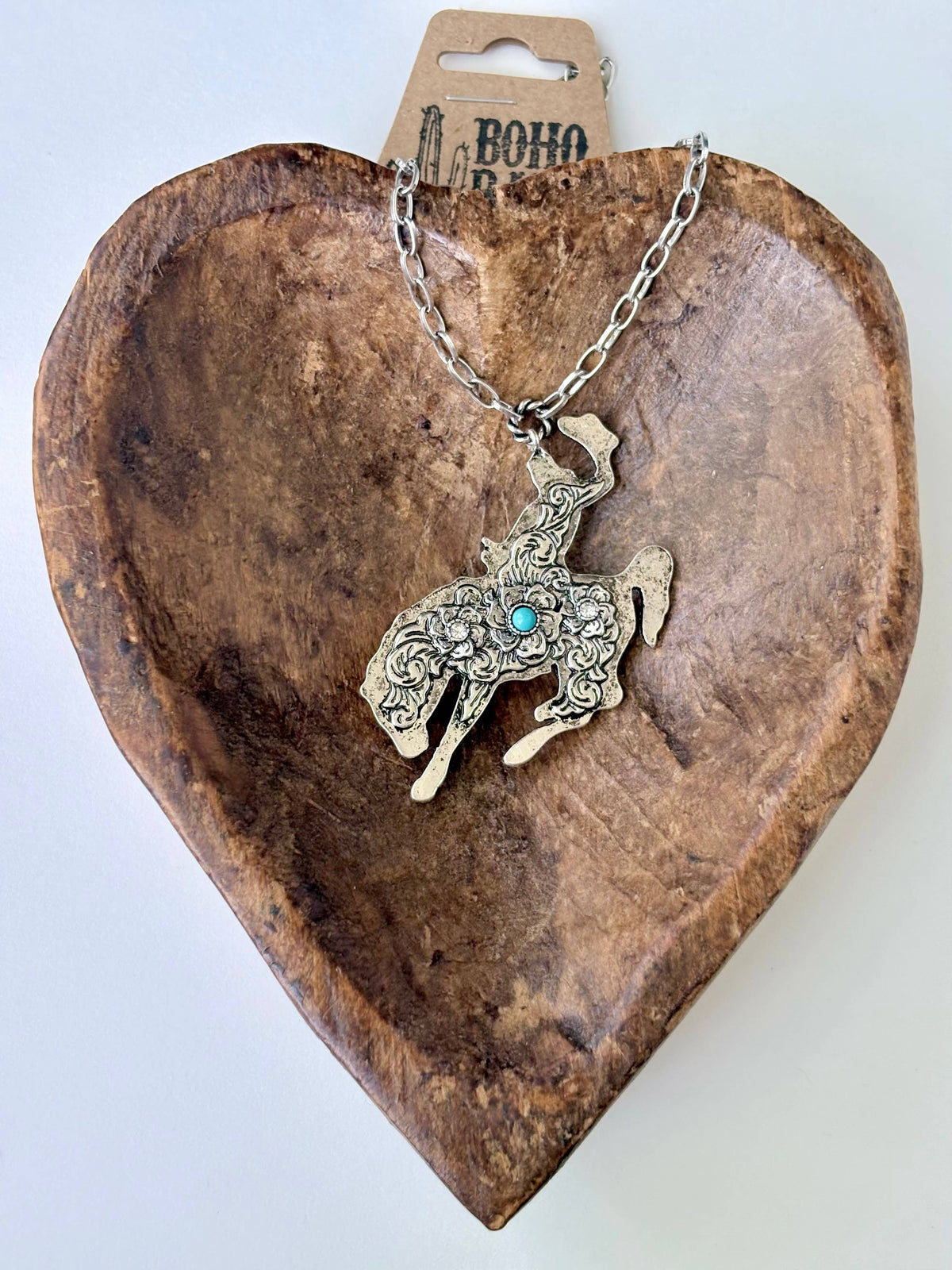 Western Style Rodeo, Lightning Turquoise Pendant Necklace