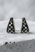 WESTERN CHECKERED BAND HOOP EARRING