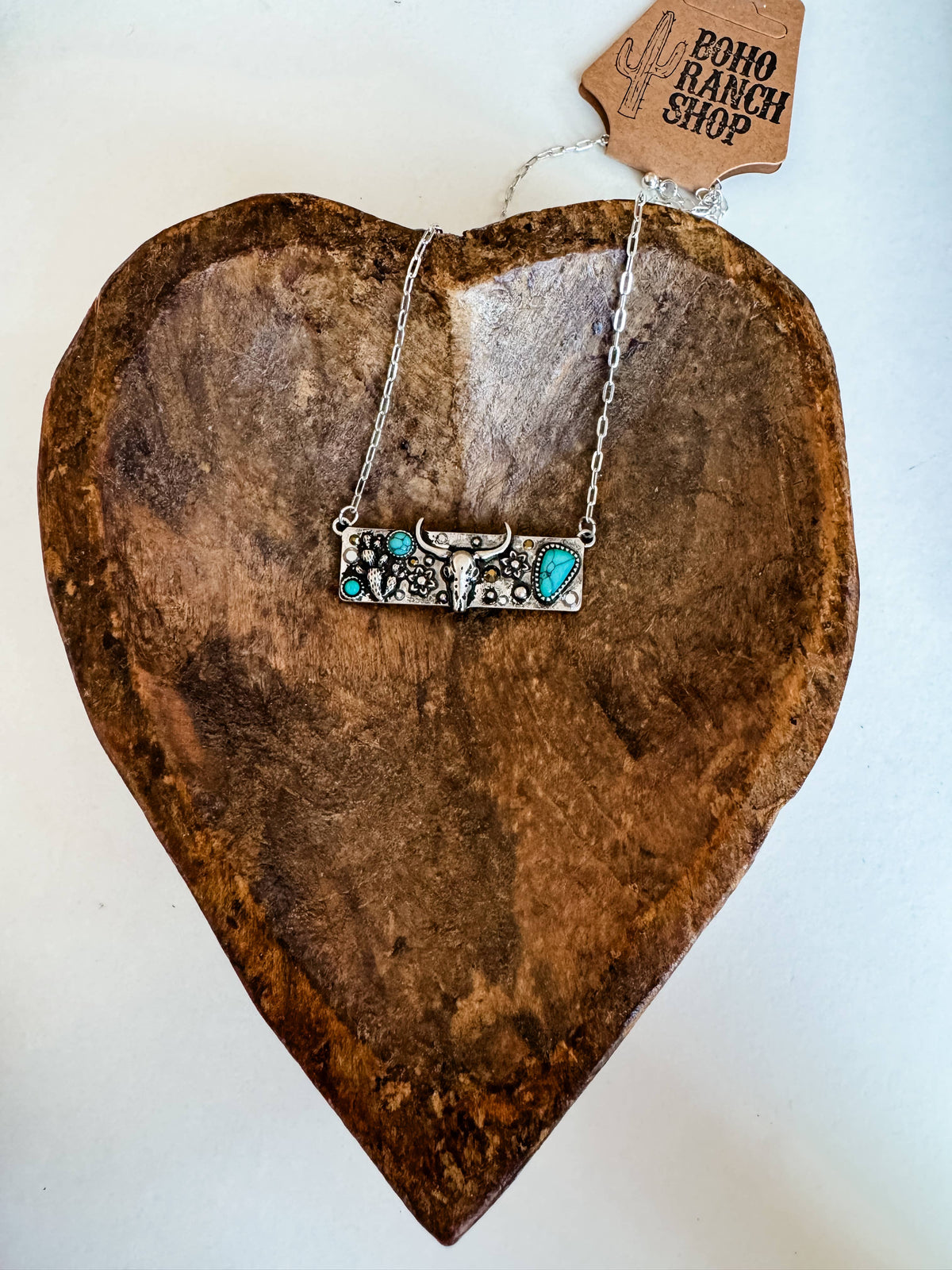 Western Stone Bar Necklace - Steer | Horses