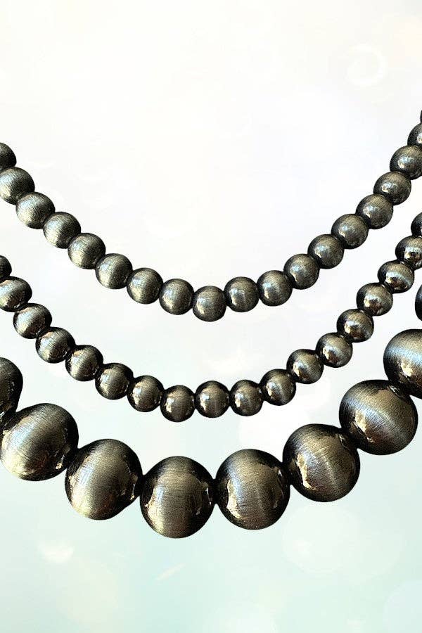 WESTERN NAVAJO PEARL 3 LAYER NECKLACE
