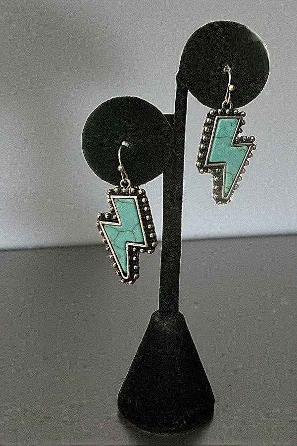 WESTERN TQ THUNDER BOLT DANGLE EARRING