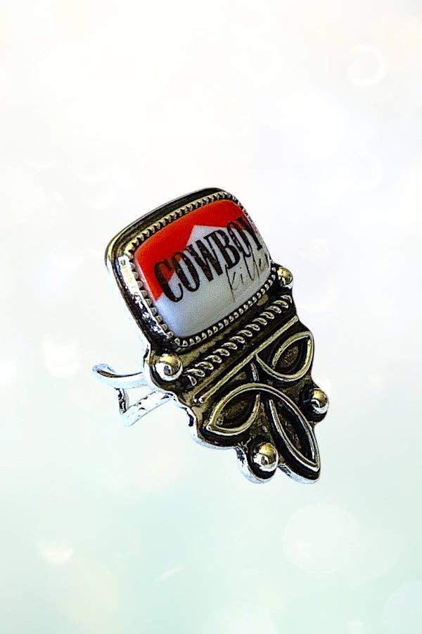 WESTERN VINTAGE LOOK COWBOY KILLER BOOT STITCH CUFF RING