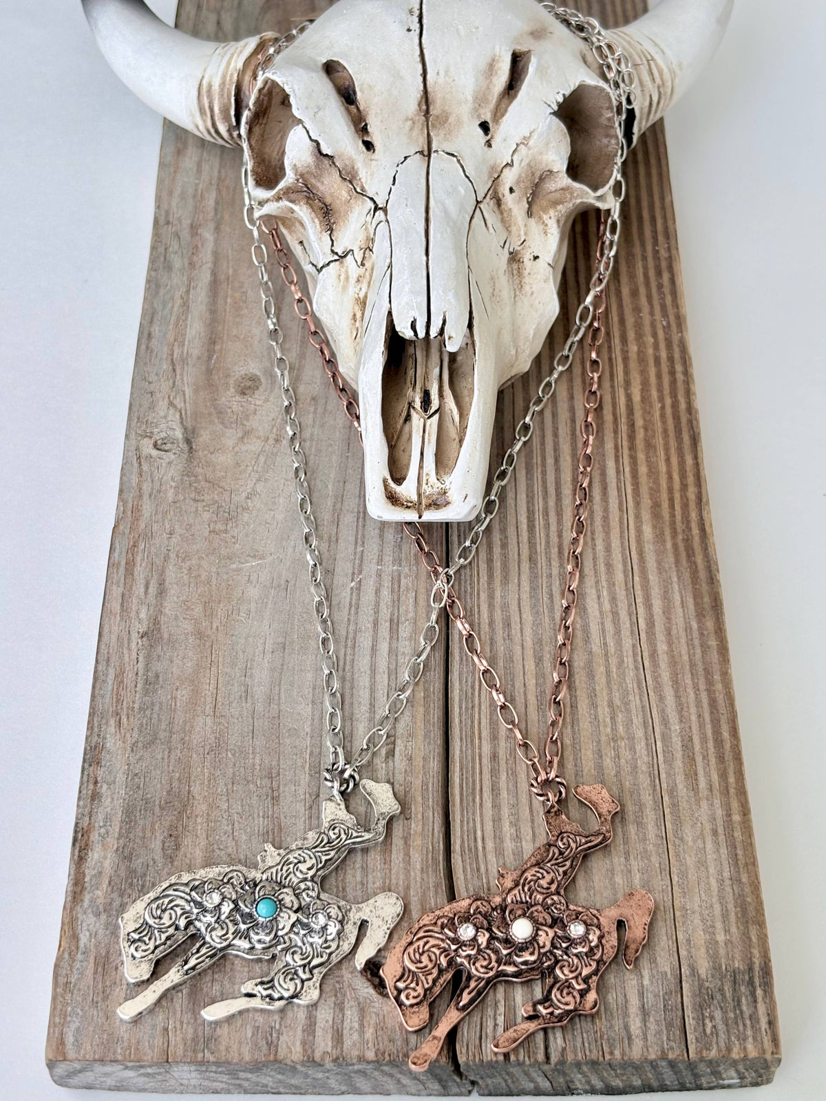 Western Style Rodeo, Lightning Turquoise Pendant Necklace