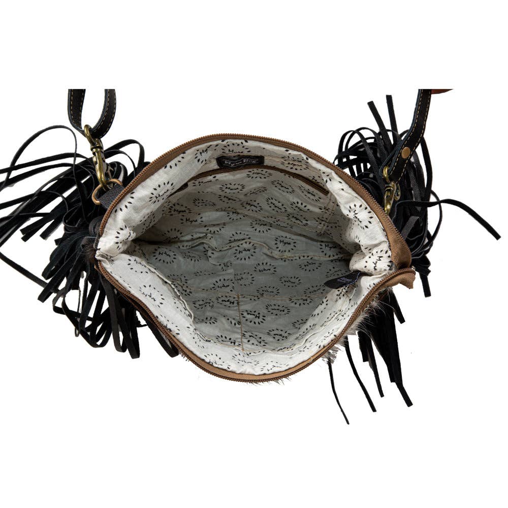 Myra Tumbleweed Trail Fringed Hand-Tooled Bag