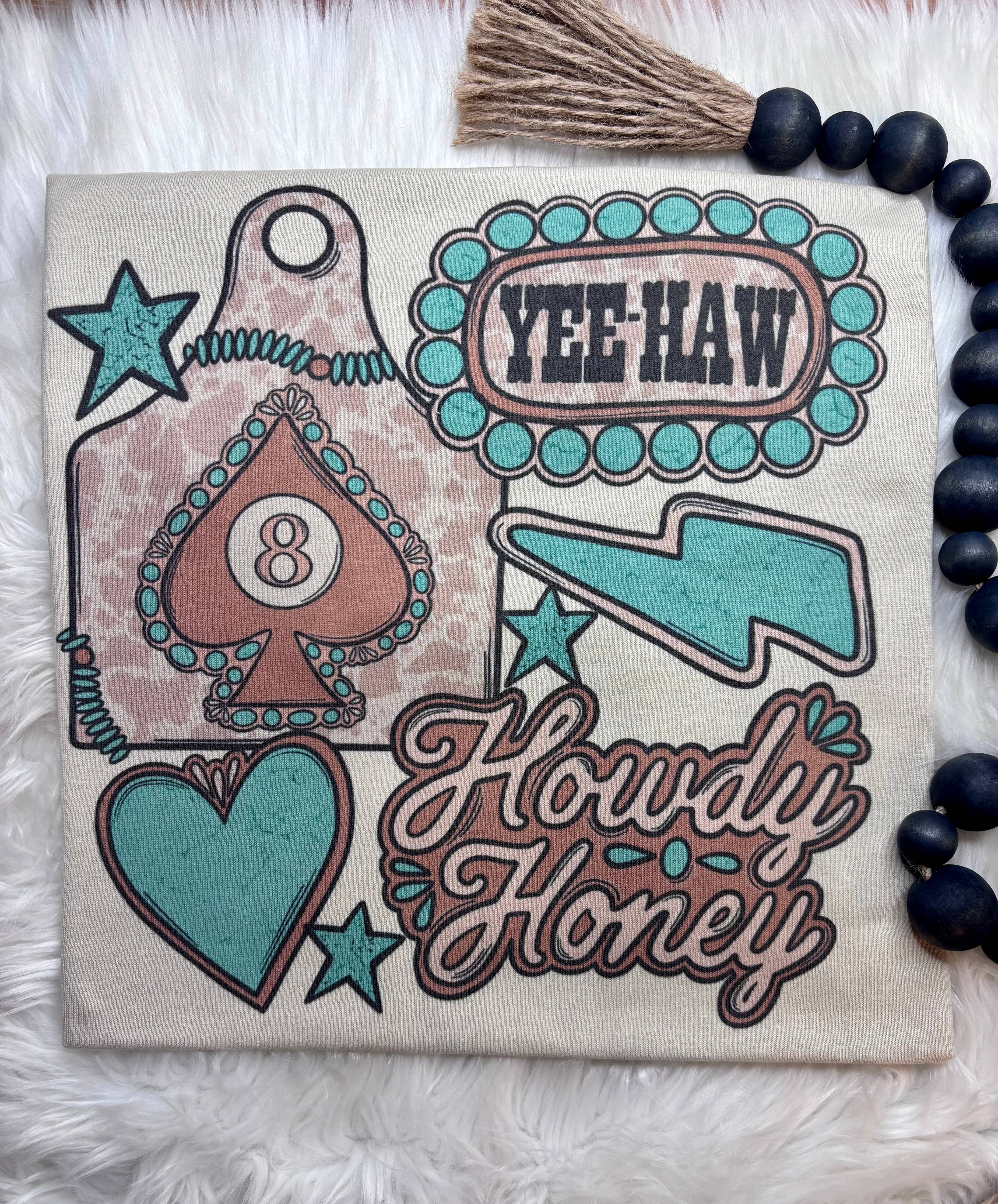 Western Collage Howdy Honey SUBLIMATION TEE