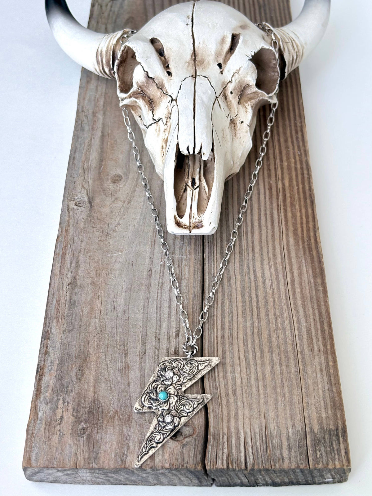 Western Style Rodeo, Lightning Turquoise Pendant Necklace