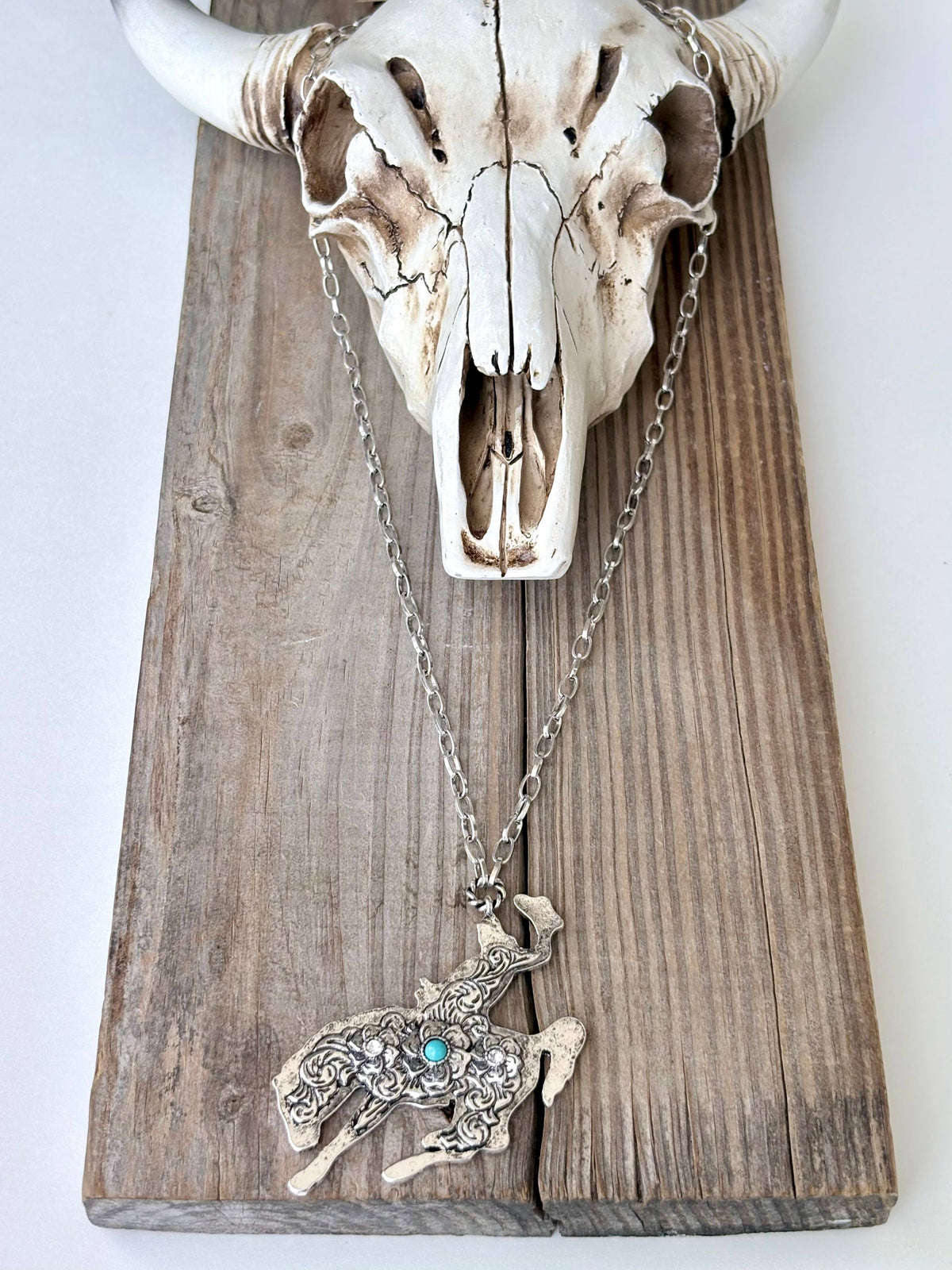 Western Style Rodeo, Lightning Turquoise Pendant Necklace