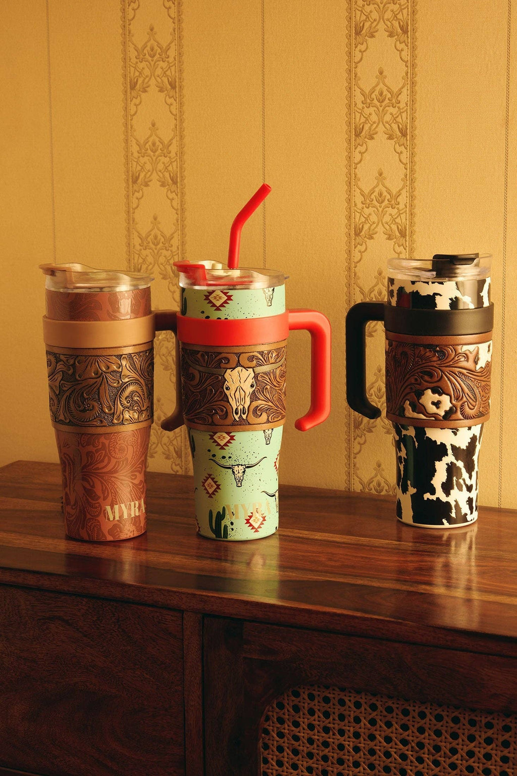 Myra Wide Wyoming Tumbler In Brown and White
