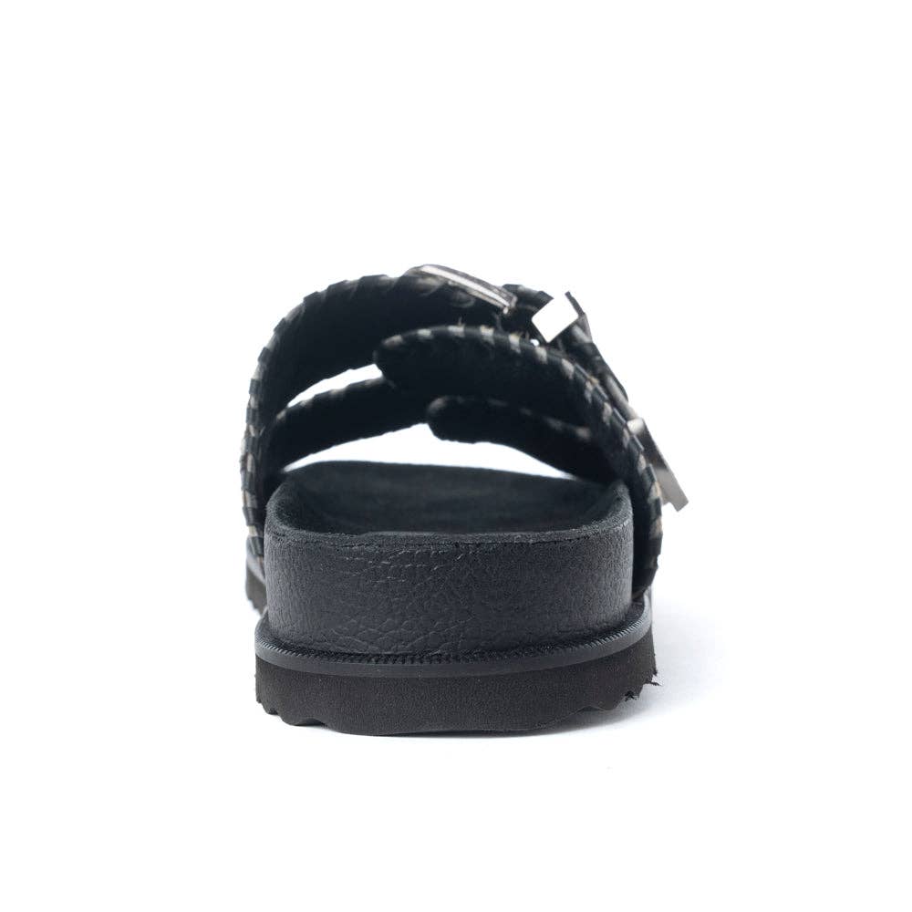 Coyote Crest Cowhide Sandals in Vanilla White