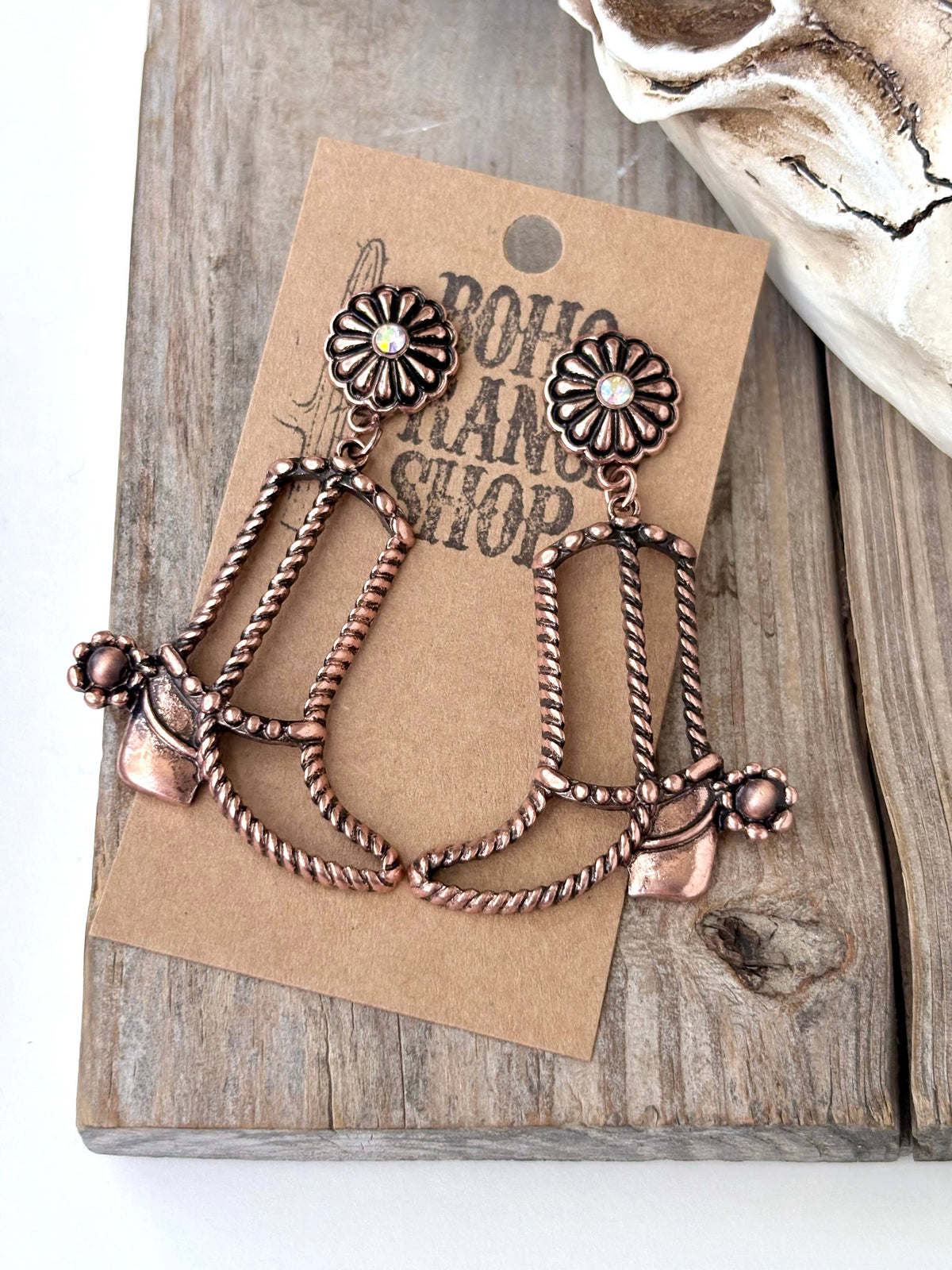 Cutout Western Boots Rhinestone Post Drop Earrings
