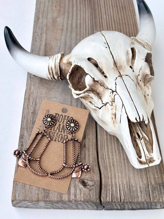 Cutout Western Boots Rhinestone Post Drop Earrings