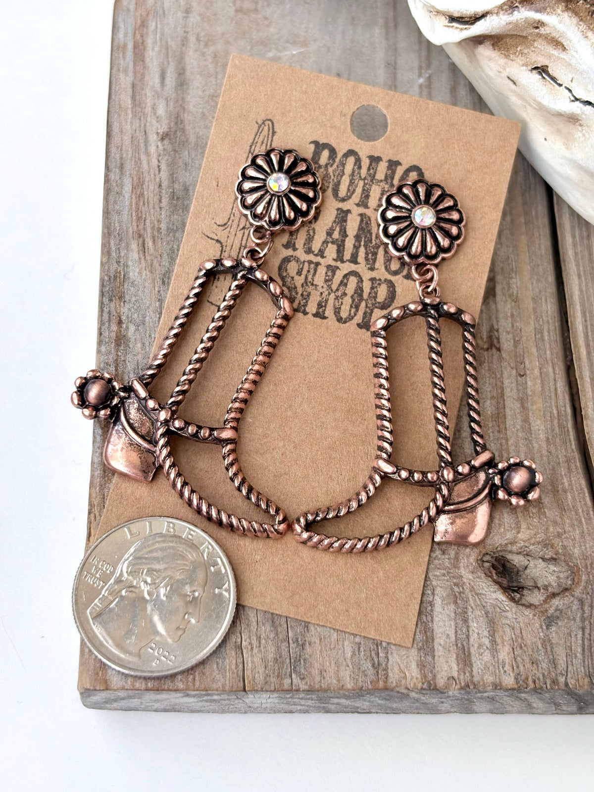 Cutout Western Boots Rhinestone Post Drop Earrings