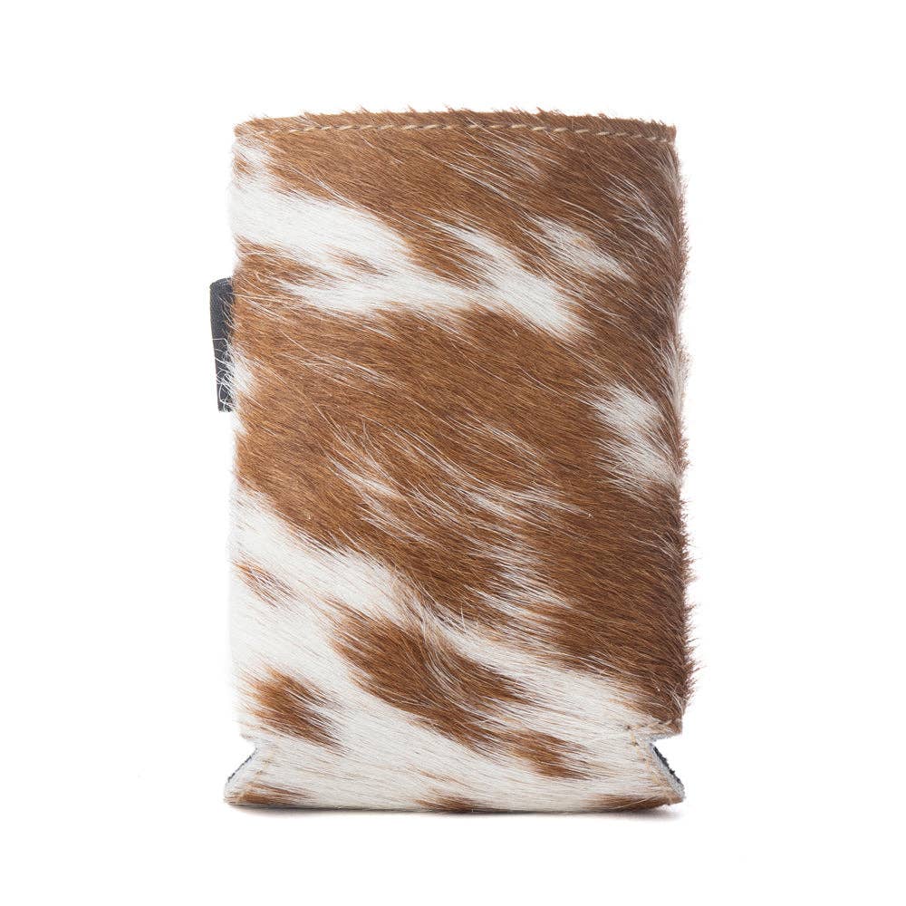 Birch Valley Cowhide Leather Koozie in Toffee Cream