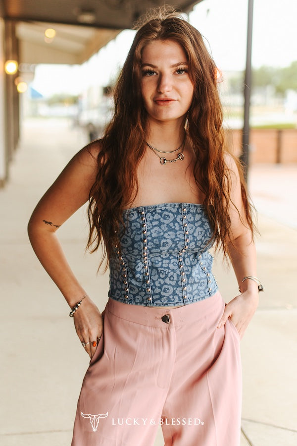 Hannah Studded Denim Corset